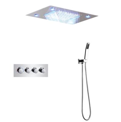 Китай Without Slide Bar Bathroom Accessories Multi Function SPA Massage LED Shower Head Set 3 Function Thermostatic Shower Panel Mixer продается