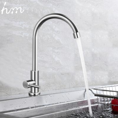 Κίνα Metered Faucets Single Cold Long Neck 360 Degree Rotating Stainless Steel Sink Kitchen Faucet προς πώληση