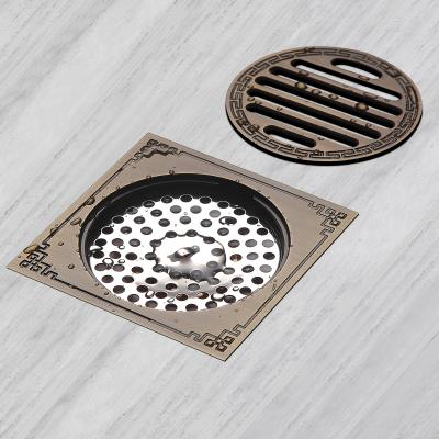 Cina Modern Brass 100 x 100 mm Retro Square Anti Smell Ideal Floor Drain With Cover in vendita