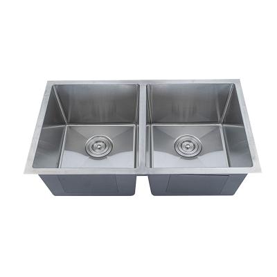 China Without Faucet S.M. 32 Inch Handmade Kitchen Sink Sanitary Ware Undermount 50/50 Double Bowl Stainless Steel Luxury Kitchen Sink à venda