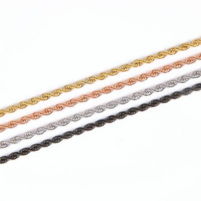 China 304 Stainless Steel Twist Chain 2mm/3mm FASHION Gold Plating Silver Rose Gold Twisted Rope Twist Necklace for sale