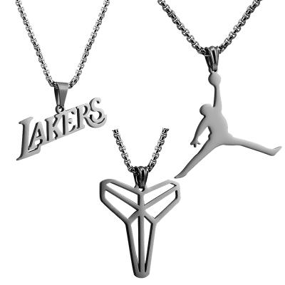 China NEULRY Lakers Hot Selling Casual/Sporty Steel No. 24 Kobe Memorial Letter Pendant Necklace Titanium Steel for sale