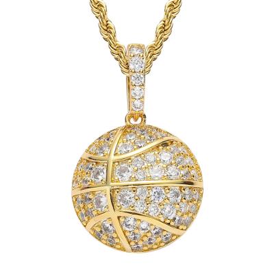 China Hiphop NBA Sports Basketball Hip Pendant Hip Hop Micro-Inlaid Zircon Men's Fashionable Necklace for sale