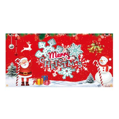 China Outdoor Advertising Display Christmas Background Wall Merry Christmas Banner Decoration Banner Party Scene Hanging Cloth for sale