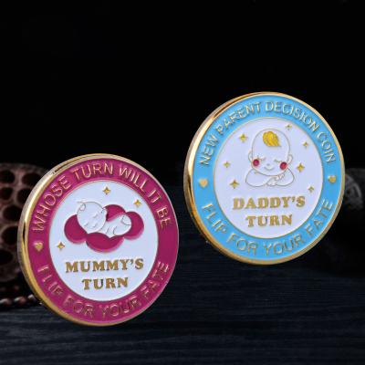 China Mom, Dad and Kids Eco-Friendly Challenge Coins Parents Decision Making Fun Games Metal Commemorative Coins for sale