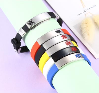 China New Fashion CLASSIC Medical Titanium Steel Silicone Bracelet Silicone Bracelet Trendy Couples Bracelet for sale