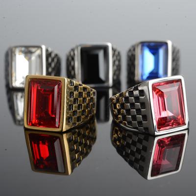 China Retro Dominant Agate Diamond Titanium Steel Faux Stone Stainless Steel Ring Neo-Gothic Men's Ring for sale