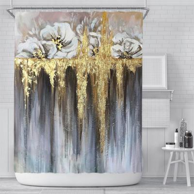 China Sustainable Christmas Shower Curtain Linen Designers Shower Curtains Set Bathroom Shower Christmas Curtain for sale