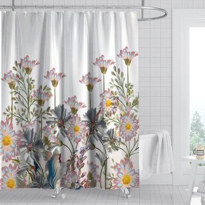 China Viable Custom Shower Curtain Custom Print Bathroom Orange Shower Curtain Hooks Shower Curtains Sets for sale