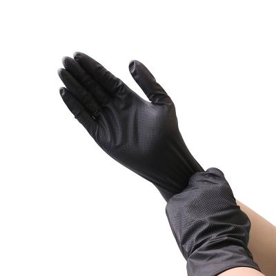 China Personal Care 8g 6mil Orange Black Diamond Pattern Occupational Safety Nitrile Disposable Gloves for sale