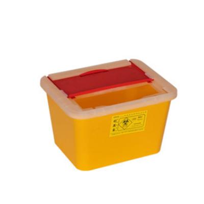 China Disposable PP Medical Square 5L With Slide Cove Collecting Sharps Instruments Biological Disposal Container for sale