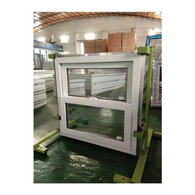 China Magnetic Europe Profile PVC Double Screen Hung Window Vinyl Vertical Sliding Window for sale