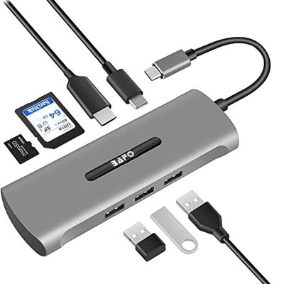 China Multi function data transfer cable BAFO USB C HUB 7in1 type c to usb3.0*3+hdmi+sd/TF+PD USB-c multifunction adapter for notebook for sale