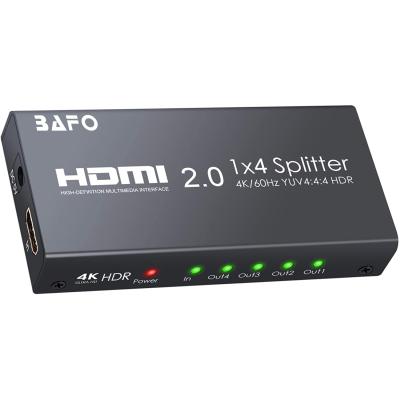 China Multimedia BAFO hdmi splitter 1x4 4k@60HZ 3840*2160 4:4:4 18Gbps HDR HDCP 2.2 HDMI-SPLITTER-4 for sale