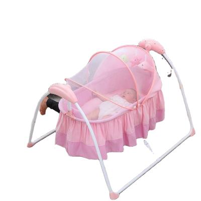 China Wholesale Electric Rocking Bed Pink Automatic Swing Musical Baby Cribs Bed for sale