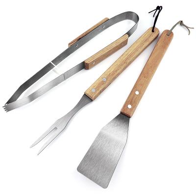 China Easily Cleaned 3 Piece Mini Wooden Handle BBQ Tool Kit for sale