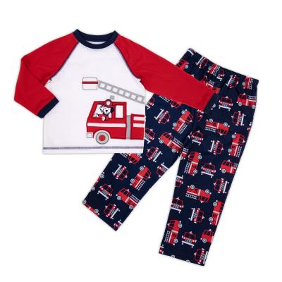 China Walmart 2020 Flame Retardant Approved Factory OEM Custom T-shirt Sleep Suit Cartoon Pajamas For Boys for sale