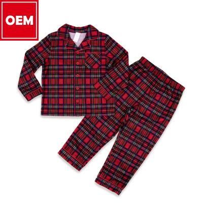 China 2 Pieces Plaid Flannel Pajamas Set Boys Fire Retardant Product Kids OEM Fashionable Sleep Suits for sale