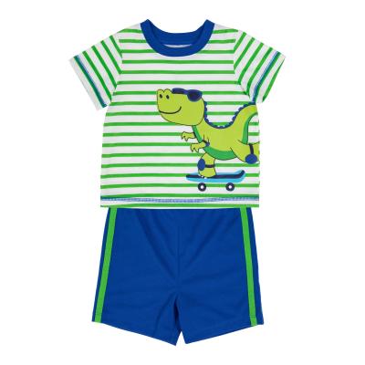 China Flam Kids Toddler Walmart PJ Dinosaur Flame Retardant T-shirt Shorts Custom Print Pajamas Set For Boy for sale