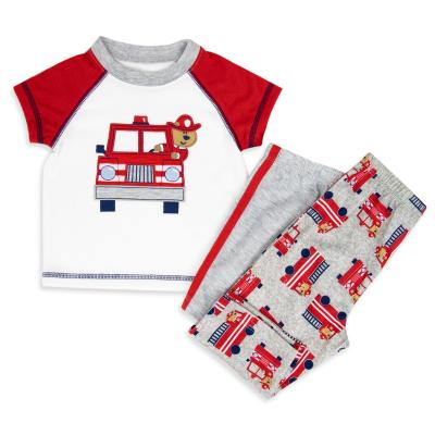 China Flame Retardant Walmart Kids Clothing Embroidered Applique Boy's T-shirts Kids Pajamas for sale