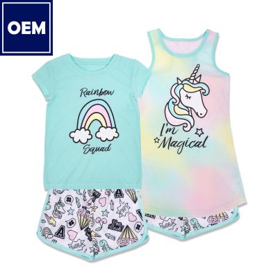 China Breathable Popular Children Wear For Girls 3 Piece Baby Short Pants Candid Nightgowns Nightgowns for sale