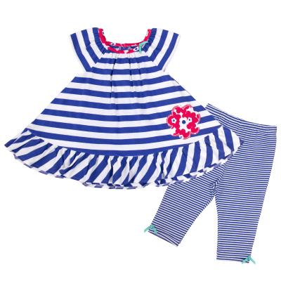 China Breathable 2020 Children Clothes Suppliers Baby Blue Horizontal Striped Leggings Baby Dresses From Cambodia Manufacturer for sale