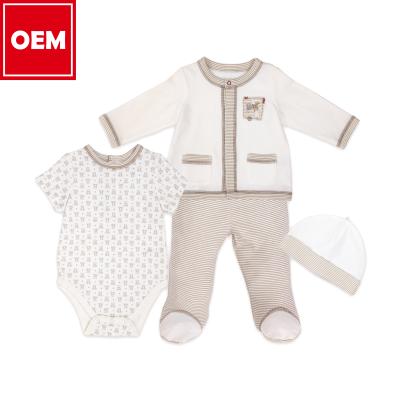 China Flame Retardant Beanies With Custom Embroidery Long Sleeve Shirts Baby Grow 100% Combed Cotton Rompers for sale