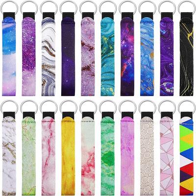 China Custom Neoprene Rts Sublimation Print Cow Masks Long Wristband Wrist Strap Lanyard With Butterflies Butterfly Neoprene Key Chain for sale