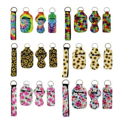 China Wholesale Fashion Designs Neoprene Wristband Key Chain Lip Stick Holder Sanitizer Coin Keychains Matching Keychains Waterproof for sale