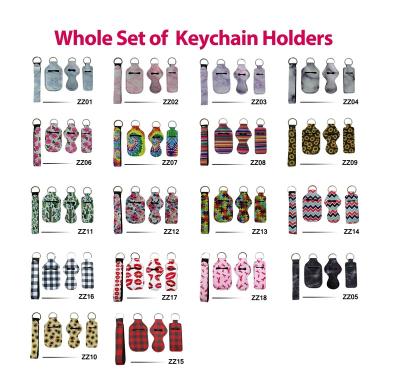 China Hot Selling Neoprene Amazon Lip Balm Stick Holders Neoprene Keychains Series Lip Balm Stick Bracelet Sanitizer Holder Delicate Marble Keychains for sale