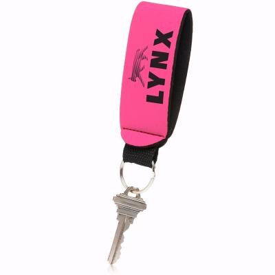 China Custom Colorful Waterproof FOB Lanyard Keychain Bracelet Wristband Key Neoprene Hand Strap Key Chain With Logo for sale