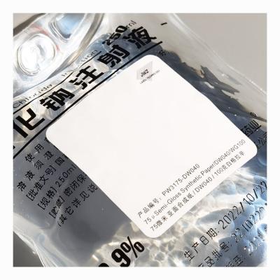 China Factory Supply Removable Customized Semi Gloss White Synthetic Paper Stickers Roll Material Labels For Parmacuetical Vials Solution for sale