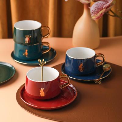 China MONAZONE Stocked Luxury Coffee Mug Couple Soup Plate Ceramic Suit Tea Afternoon Office Cup Water Cup Female Drinkware Set for sale