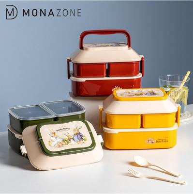 China MONAZONE Microwavable Microwavable Plastic Double-Layer Food Bowl Portable Food Box for sale