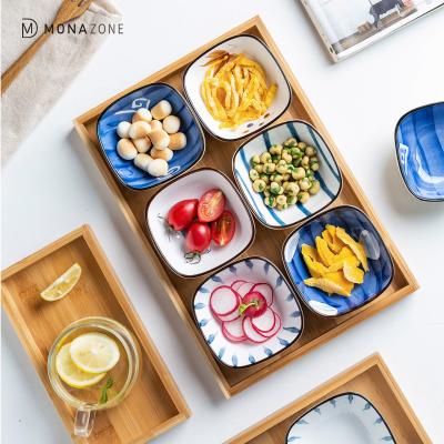 China MONAZONE Japanese Style Sauce Dish Snack Candy Stocked Ceramic Dish With Mood Tray Kitchen Seasoning Dish Set for sale