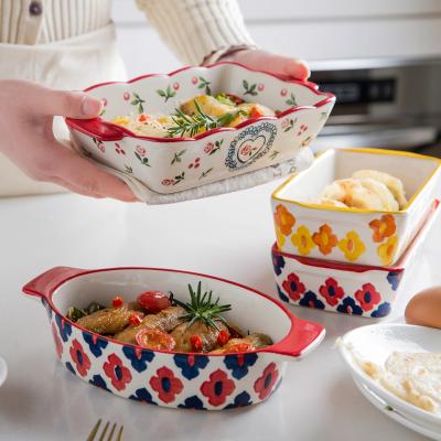 China Rectangular Creative Ceramic Stocked Pan Cheese Bakeware from MONAZONE for sale