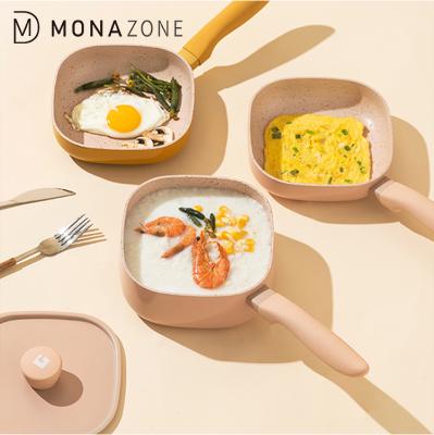 China MONAZONE 650/1500ml Square Pan Eggan With Lid Pancake Kitchen Milk Soup Stocked Non-Stick Frying Pot Use For Gas PCooker Induction for sale