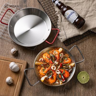 China MONAZONE Kitchen Fried Cooking Tool Stainless Steel Stocked Seafood Frying Pot Pan Saucepan Frying Nonstick Spanish for sale