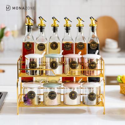 China MONAZONE Oil Salt and Vinegar Condiment Storage Rack Kitchen Bottle Combination Storage Seasoning Seasoning Set for sale