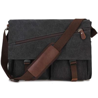 China Canvas Water Resistant Satchel Laptop Briefcases Business Canvas Refined Shoulder Messenger Bag For Men for sale