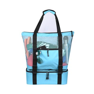 China New Custom Portable Insulated Double Beach Ice Bag Mesh Picnic Insulation Bag for sale