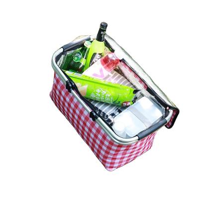 China New Outdoor Activities Large Capacity Thermal Basket Aluminum Foil With Shopping Basket Folding Picnic Bag Thick Wild Insulation for sale