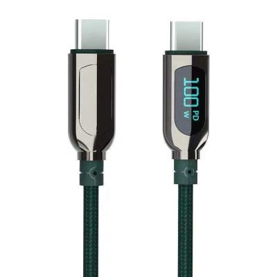 China Hot Selling Mobile Phone 2022 Fast Charging 100W Type C To Type C Digital Display Data Cable For Mobile Phone Notebook for sale