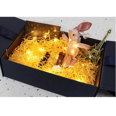 China Business& High End Good Price Valentine's Day Bow Gift Box Double Door Rectangular Shopping Gift Box for sale