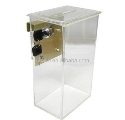 China Drop Box Clear Acrylic Toke Box With J Hook for sale