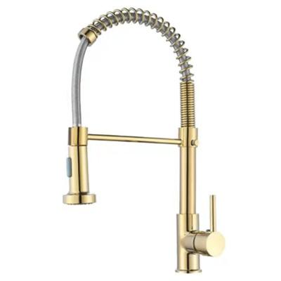 China Pull Out Spray Black And Gold Handle Spring Farmhouse Laundry Single Bar Service Brass Pull Down Kitchen Faucet for sale