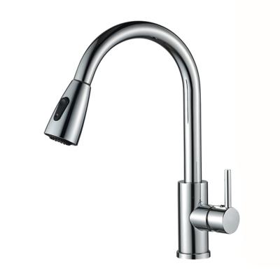 China Pull Out Jet 304 Stainless Steel Pull Down Faucets SS Chrome Hot And Cold Water Mixer Tap Pull Out Deck Mounted Kitchen Faucet for sale