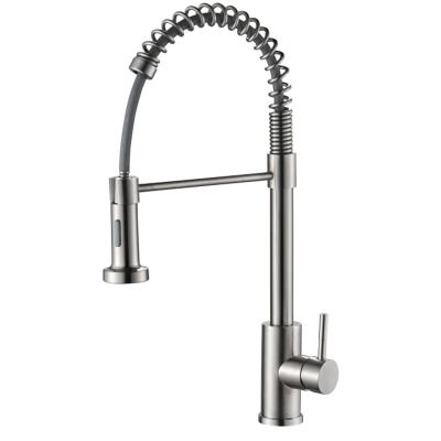 China Pull Out Spray 304 Stainless Steel Pull Down Flexible Faucets SS Brushed Hot And Cold Water Mixer Tap Pull Out Sprayer Kitchen Faucet for sale