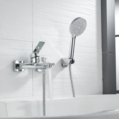 China Without Slide Bar Unique Design Luxury Brass Wall Mounted Bath Shower Mixer Tap Shower Bath Mixer Tap For Bathroom for sale