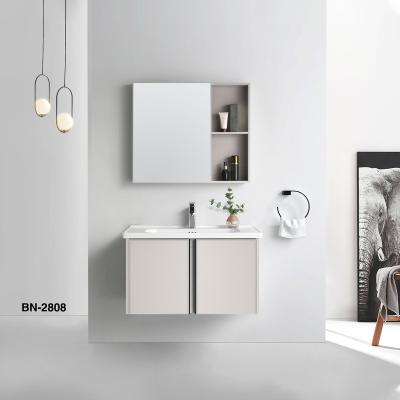 China Minimalist Prime Simplistic Wall Mounted Bathroom Cabinet With Single Ceramic Basin for sale